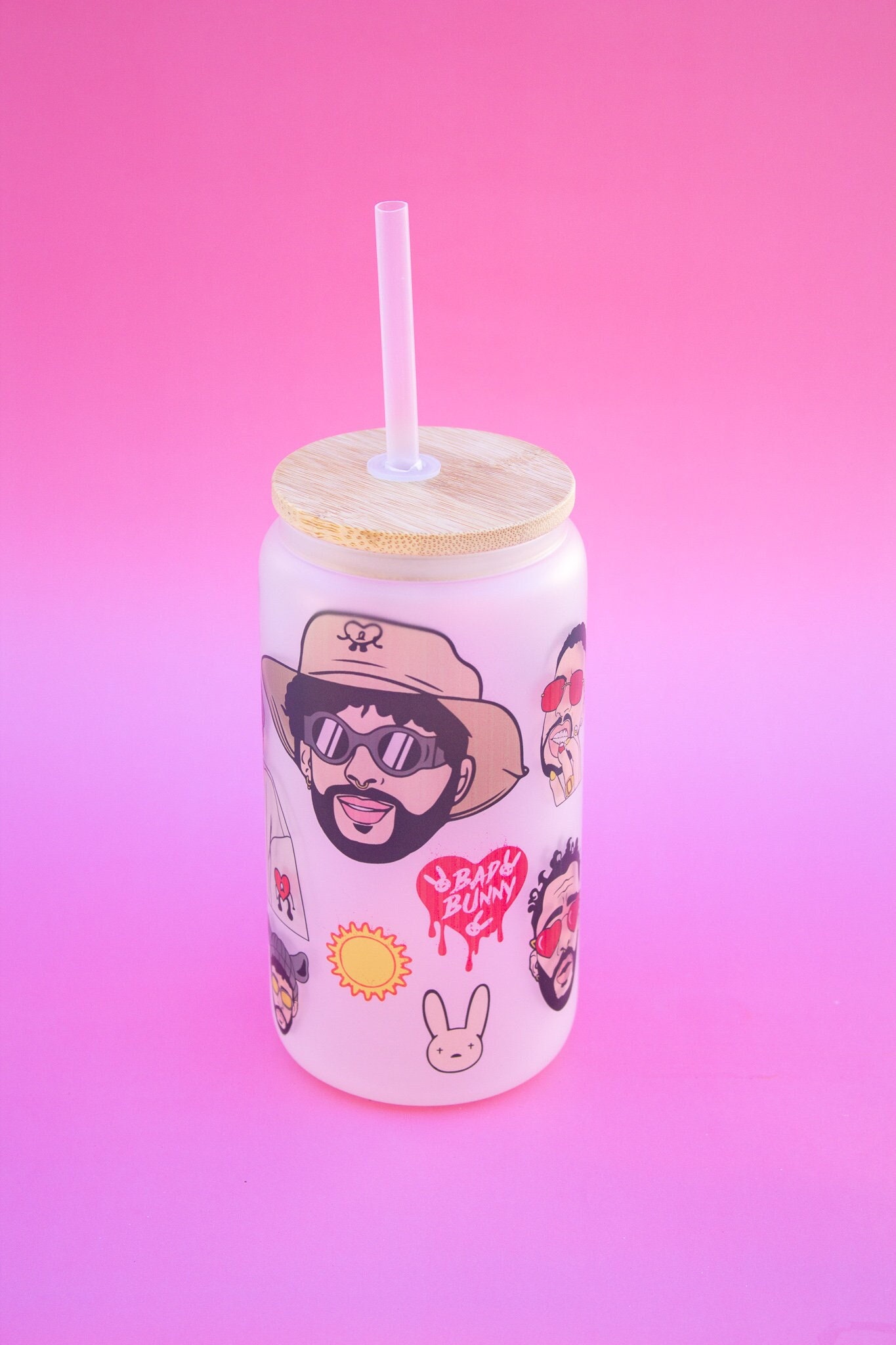 1PCS PVC New Bad Bunny Straw Topper Reusable Preventing Spillage Casual  Straw Cover Dessert Drinks Cups Dustproof Decoration