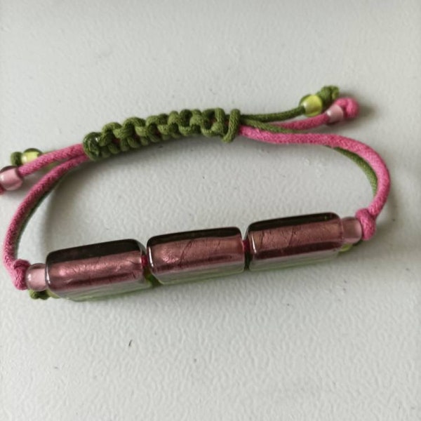 Bracelet, bracelet pierre de gemmes, pierre en quartz rose et vert