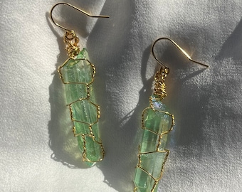 Wire wrapped crystal earrings