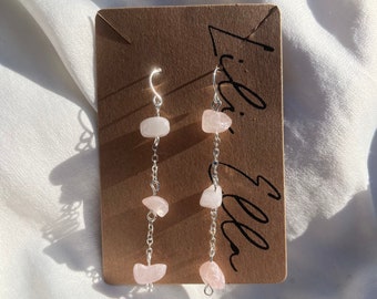 Rose quartz dangly earrings