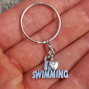 I love Swimming keychain | Swimming keychain | Keyring | Charm | Pendant for swimmers | Gift idea