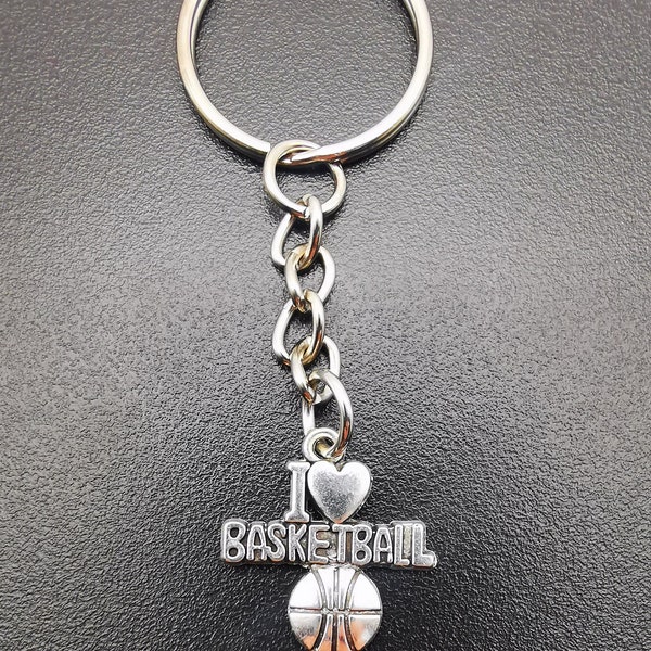 I love Basketball Schlüsselanhänger | Basketball Keychain | Keyring | Charm | Anhänger für Basketballer | Geschenkidee Schlüssen und Bagtag