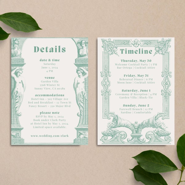 Fairytale Wedding Details Card | Pastel Custom Canva Template | Colorful Garden Bohemian Digital Download | Ornate Victorian Invite Print