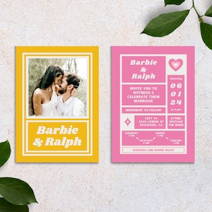 Canva Wedding Invitation | Digital Download Print | Custom Invite Template | Colorful Bright Retro Rainbow Eclectic Funky Maximalist