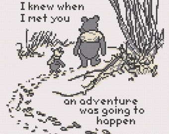 Winnie the Pooh & Piglet Walking, Cute Cross Stitch Pattern, Handmade Gift for Him, Her, Them, An Adventure