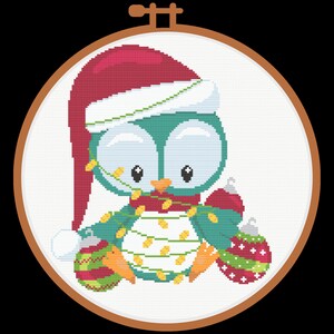 Bird w/ Ornaments Cross Stitch Pattern - Medium Size/Skill - Holiday, Winter, Seasonal Handmade Christmas Gift - Wall Art, Ornament - 2 PDFs