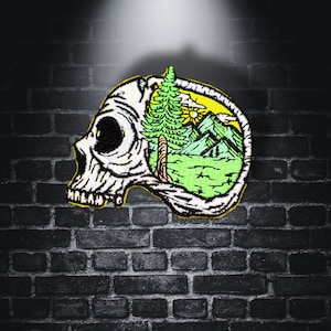 NATURE SKULL - Iron on Patch - @thepatchalley