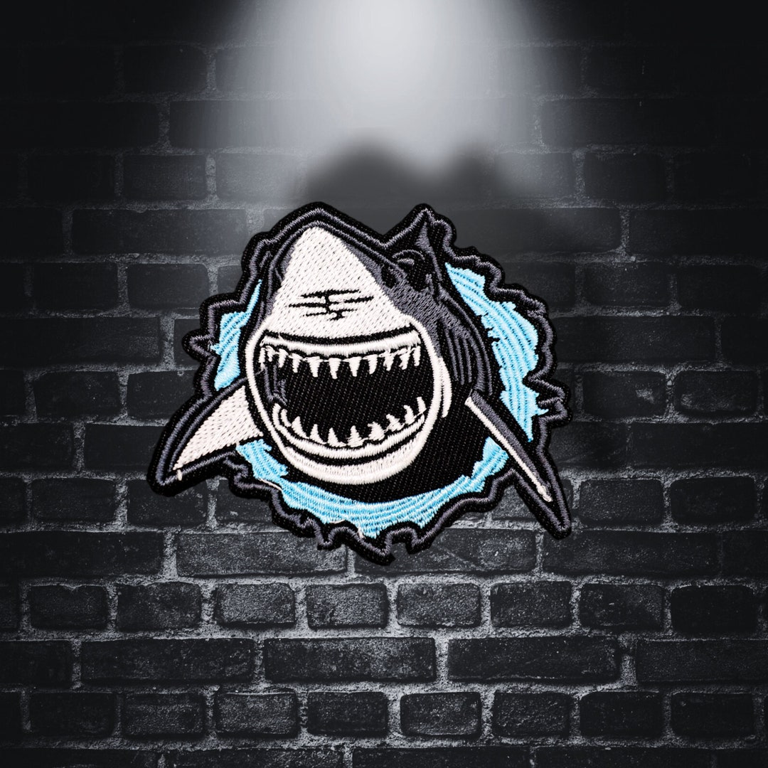 GREAT WHITE SHARK - Iron on Patch - @thepatchalley - Etsy