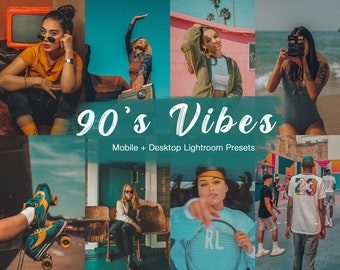 5 Vintage 90's Lightroom Presets, Mobile and Desktop, Instagram Filter, Film Preset, Retro Analog Preset, Polaroid Preset, Film Look Preset