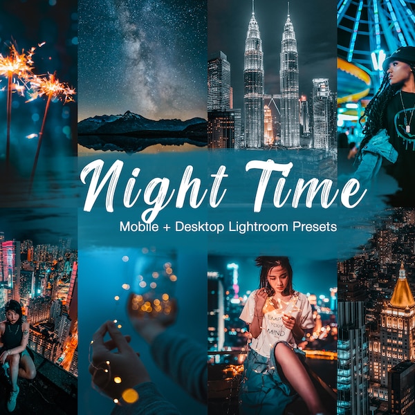 5 Night Time Lightroom Presets, Mobile and Desktop,  Instagram Influencer, Urban Presets , Dark City Vibes, Street Photography, Neon, Lights