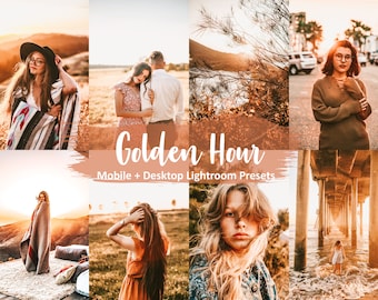 10 Golden Hour Lightroom Presets, Mobile and Desktop, Warm Presets, Golden Tones Presets for Blogger, Sunset Presets for Instagram, Outdoor