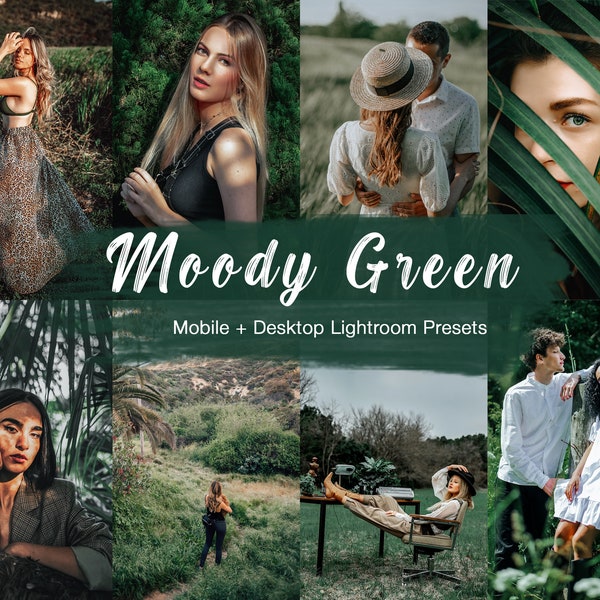 5 Moody Green Lightroom Presets, Mobile and Desktop, Photo Editing Filter, Evergreen, Outdoor , Earthy, Nature Preset, Travel Blogger DNG