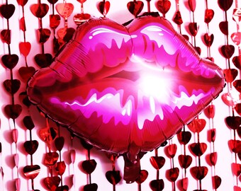 Large Kiss Lips Mylar Party Balooon - 25" Big Lips Balloon Party Decor - Bachelorette Party Photobooth Backdrop Decor