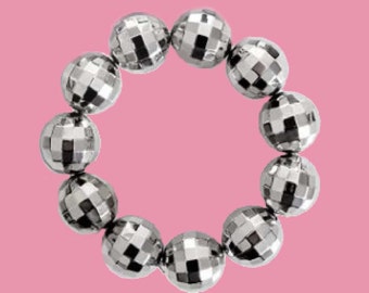 70s 80s Party Disco Ball Bracelet / Cute Retro Disco Accessory Party Favors / Mini Disco Ball Bracelet