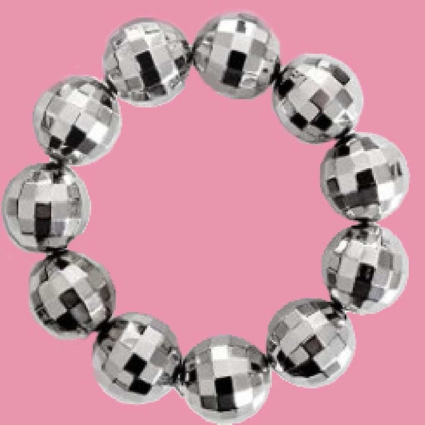 70s 80s Party Disco Ball Bracelet / Cute Retro Disco Accessory Party Favors / Mini Disco Ball Bracelet