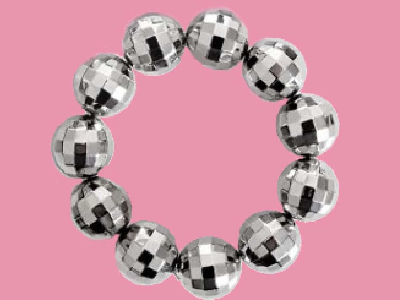10mm Pink & White Disco Ball 4 Natural Hematite Stone Hip Hop Shamballa  Bracelet