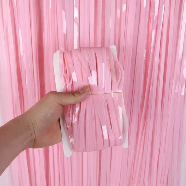 Pink Pastel Fringe Curtains - Party Backdrop Curtain / Pastel Pink Party Decor / Chic Pink Birthday Bachelorette Baby Shower Photobooth