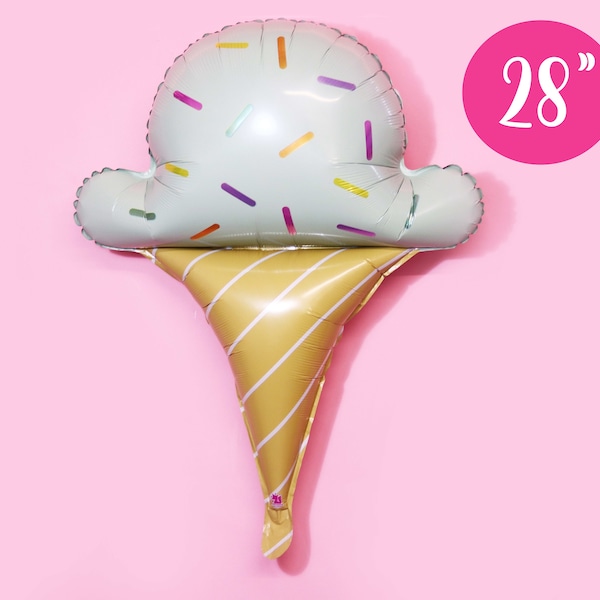 28" Large Ice Cream Cone Balloon / Mint Ice Cream with Rainbow Sprinkles Balloon Party Decor / Donut Cupcake Sweets Party Theme Birthday