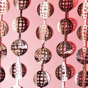 Retro Silver Disco Ball Foil Party Curtains / Bachelorette Birthday Groovy Disco Curtains Photobooth Backdrop / Final Disco Cute Foil Decor