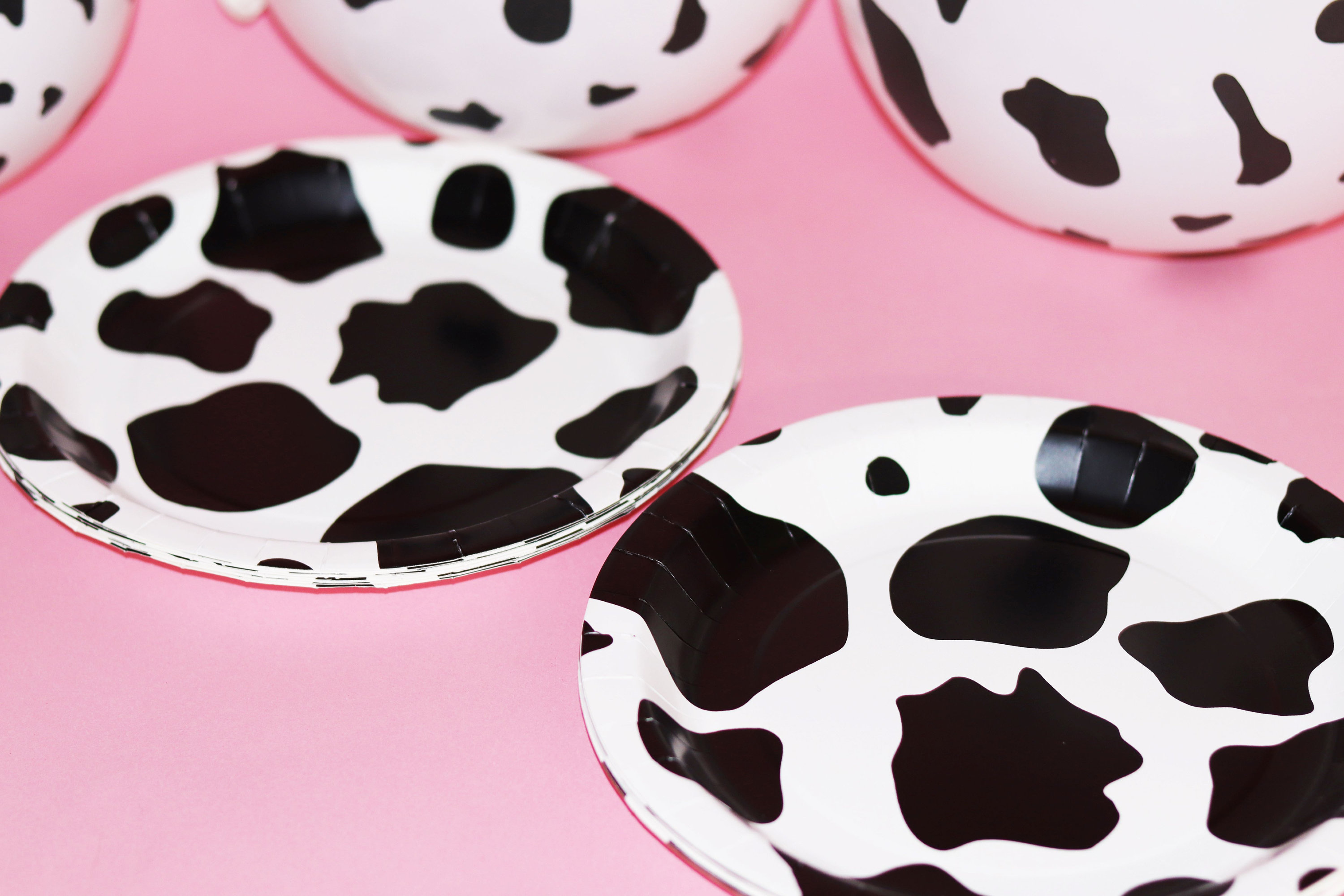 Cowgirl Party Supplies Country Theme Cow Print Party Plates 20 pack Black White Cow Theme Paper Party Plates