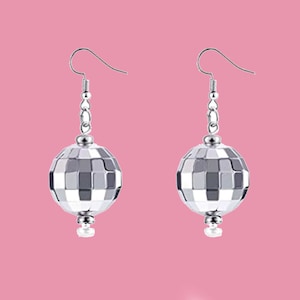 Quality-Made Retro Disco Ball Earrings / Solid Piece Disco Ball Earrings / Cute 70s 80s Disco Earrings Accessory