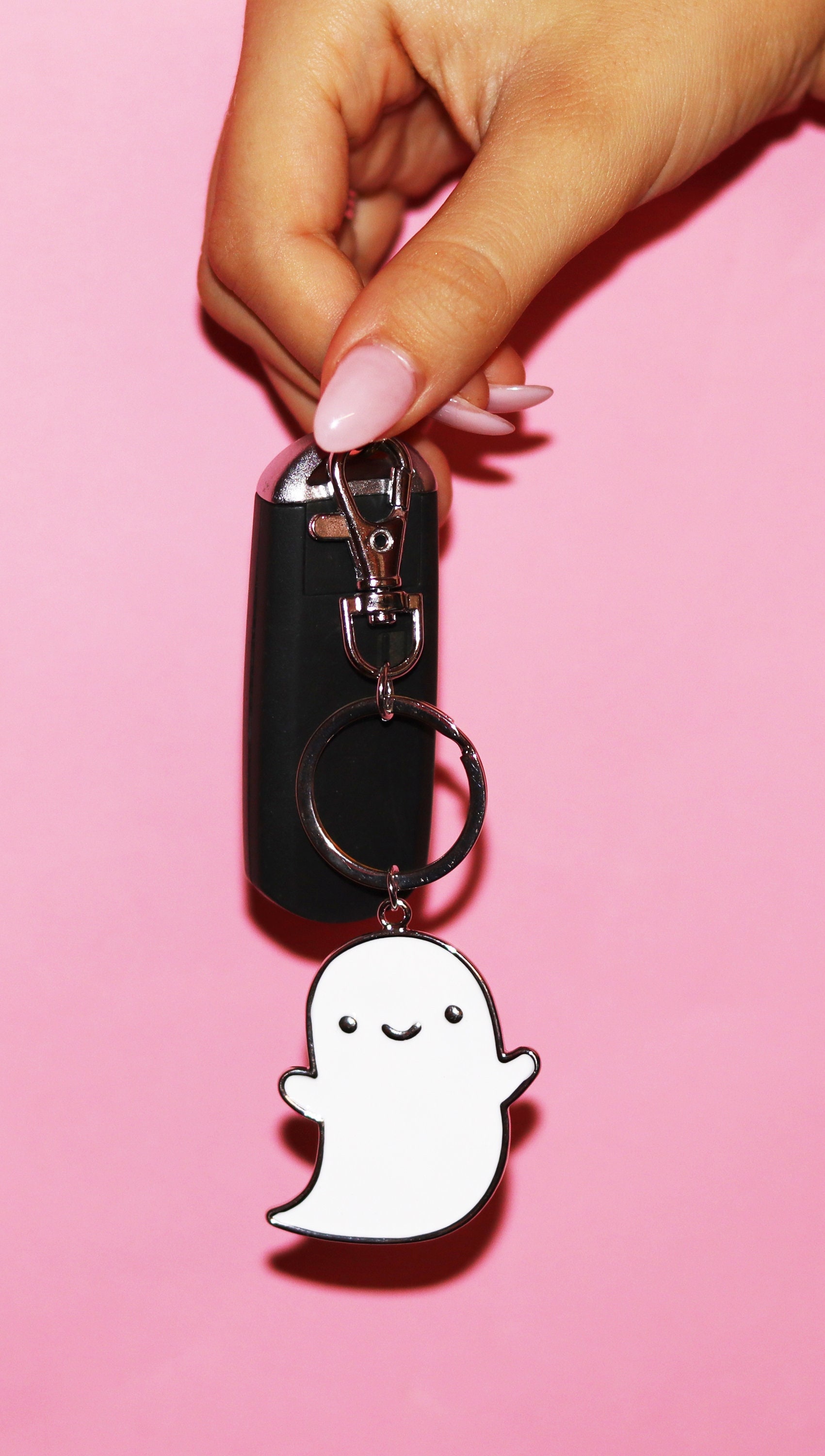 Cute Ghost Keychain / Happy Spooky Ghost Enamel Keychain / Etsy