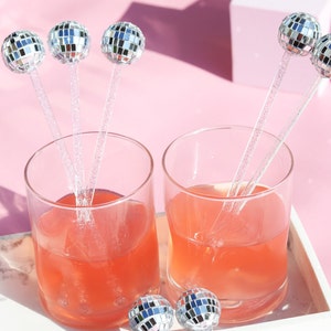 Disco Ball Drink Stirrer Sticks 6 Pack / Groovy Drink Swizzle Sticks 70s 80s Theme / Last Disco Bachelorette Party Favors