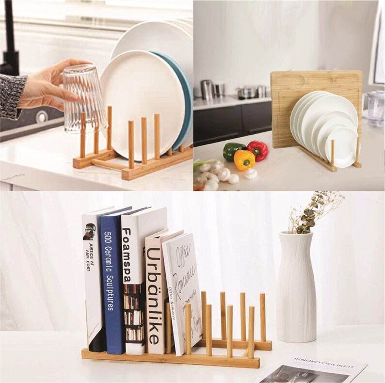 Bamboo Dish Drying Rack Art Storage Rack Plate Rack Cooling Etsy