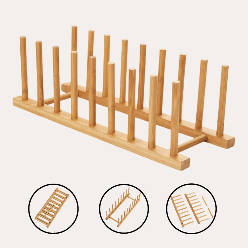 Bamboo Dish Drying Rack Art Storage Rack Plate Rack Cooling Etsy