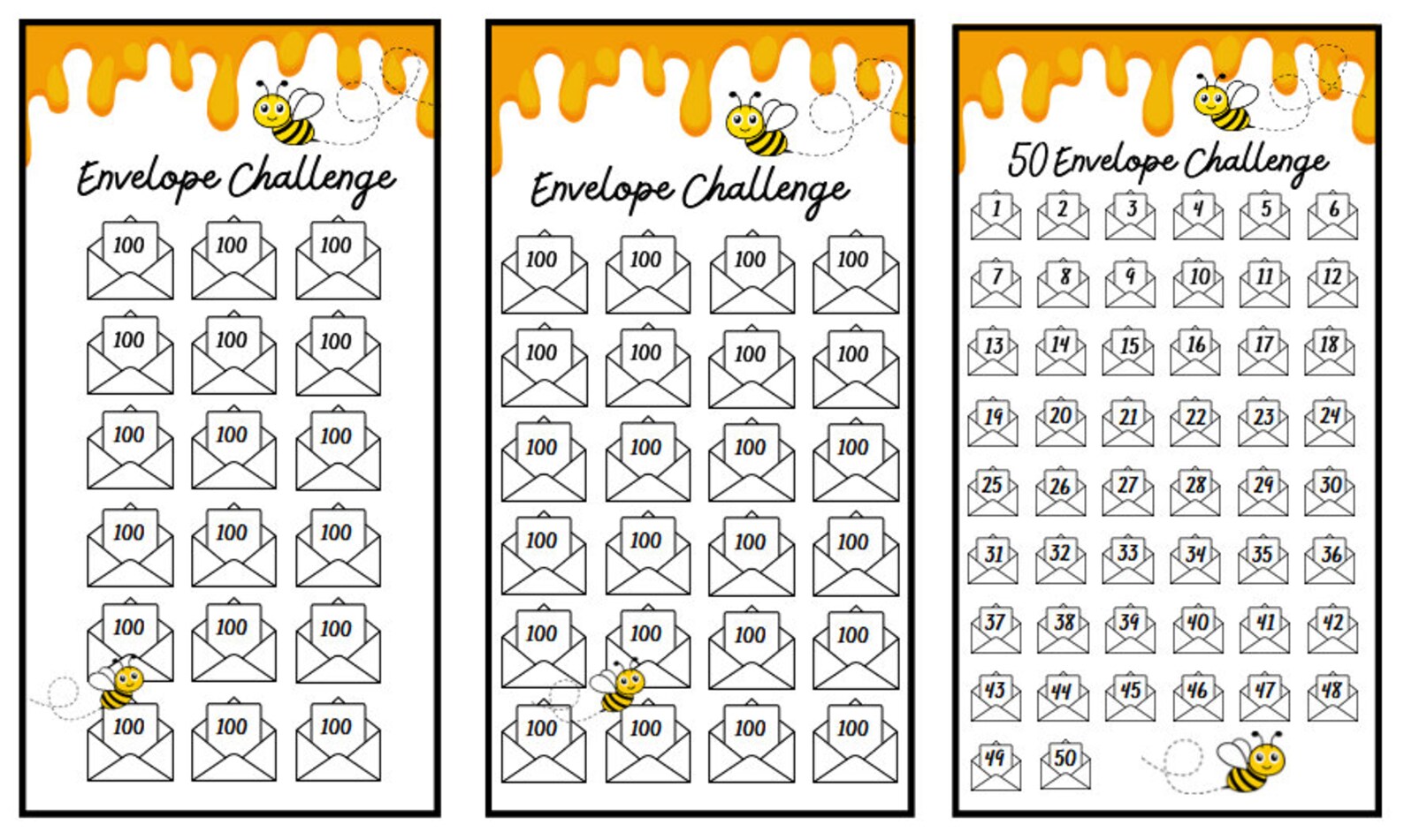 A6 Bee Saving Challenge, Printable Low Income Envelope Saving, Money ...