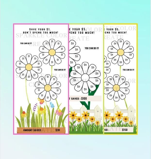 Spring Can Tracker A6 Cash Savings Challenge, Flowers, Spring Printable Money Saving ...