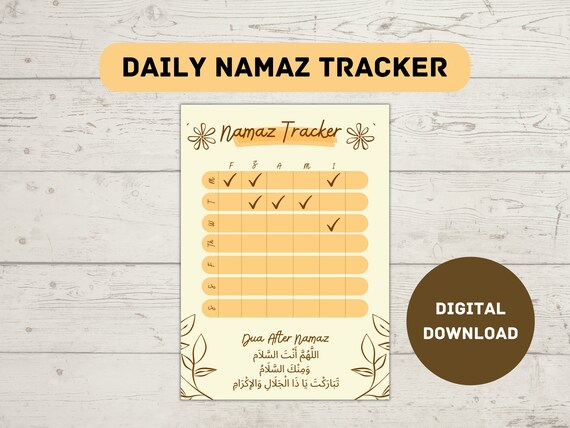 Daily Islamic Namaz Tracker Digital Printable Tracker - Etsy Australia