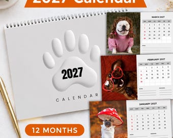 2027 Funny Dogs in Costumes Calendar | A4 Landscape (Printable Calendar)