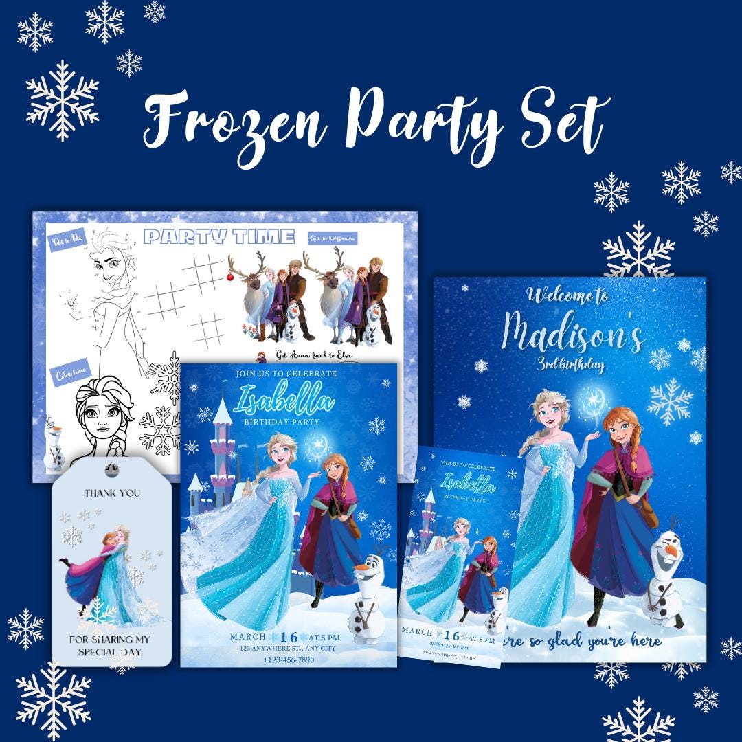 Frozen Party Birthday Party Printable Set - Frozen Invitation, Placemat ...