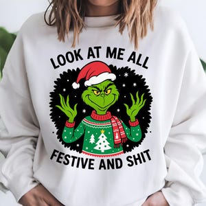 Sarcastisch kerstshirtontwerp van grappige Grinch-kerst PNG