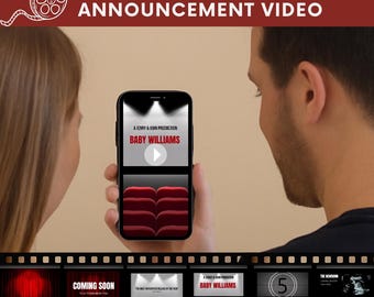 Video de anuncio de embarazo, estilo tráiler de película: plantilla editable de Canva, descarga instantánea