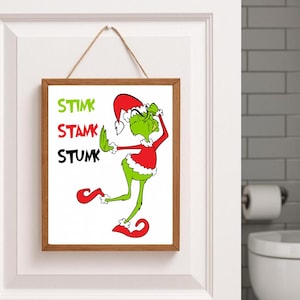 Grinch Bathroom Sign • Funny Grinch Decor • Printable Christmas Sign • Grinchmas Bathroom Art • Instant Download