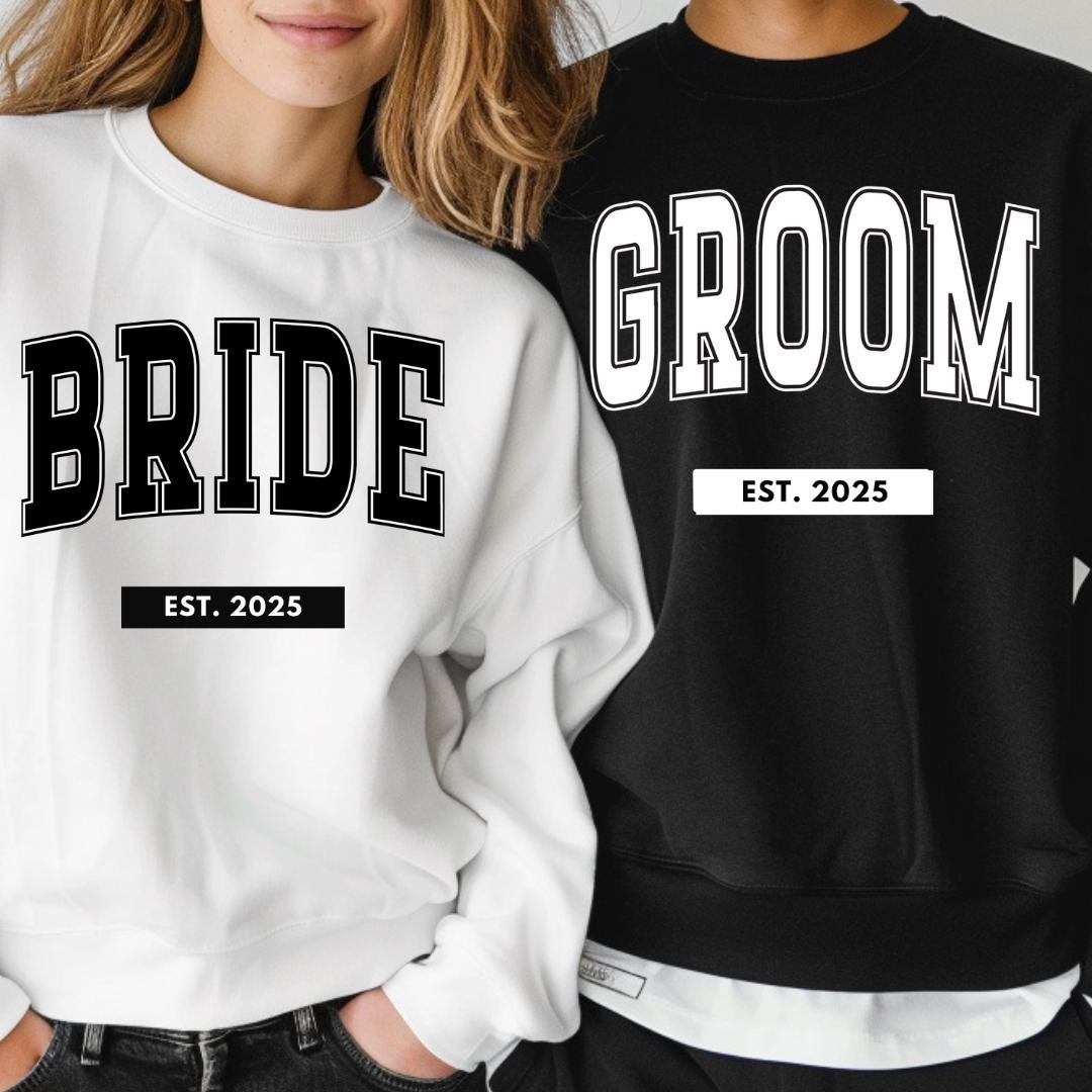 Bride and Groom SVG PNG Set | Est. 2025 Wedding Shirt Bundle | Couple ...