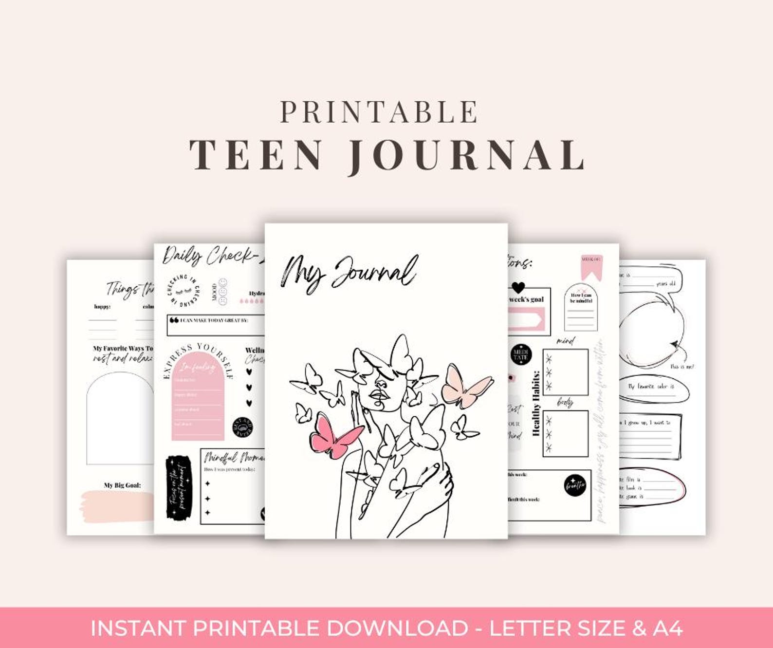 Printable Teen Girl Journal | Self-care & Affirmations | Inspirational ...