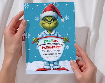 Grinchmas Pajama Party Invitation: Editable, Printable (Digital Download)