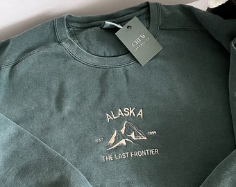 Alaska Embroidered Sweatshirt | High Quality | Crewneck | Unisex | Travel | Embroidery |