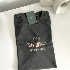 Zion National Park Embroidered T-Shirt | Comfort Colors | Unisex |
