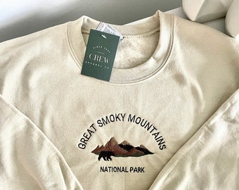 Great Smoky Mountains National Park Embroidered Sweatshirt | Crewneck | Unisex | Nature-Inspired | National Parks