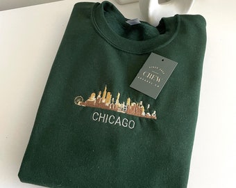 Chicago Embroidered Sweatshirt | Travel crewneck | State crewneck | Fall Crewneck