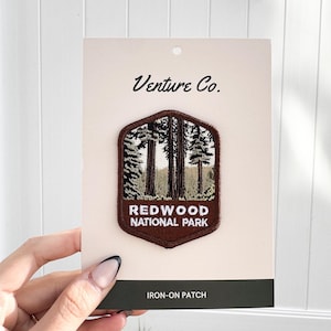 Redwood National Park Iron-On Embroidered Patch | Scenic Souvenir for Outdoor Enthusiasts, Hikers, and National Park Lovers