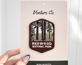Redwood National Park Iron-On Embroidered Patch | Scenic Souvenir for Outdoor Enthusiasts, Hikers, and National Park Lovers