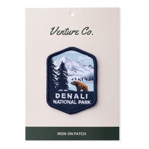 Denali National Park Iron-On Embroidered Patch | Scenic Souvenir for Outdoor Enthusiasts, Hikers, and National Park Lovers