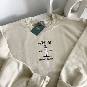 Newport Rhode Island Embroidered Sweatshirt | Multiple Colors | Crewneck | Unisex | Cities | Nature-Inspired | Embroidery