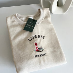 Cape May New Jersey Embroidered Sweatshirt | Fall Crewneck | Travel Crewneck | Unisex Sweatshirts | Multiple colors