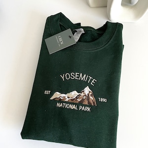 Yosemite National Park Embroidered Sweatshirt  Sweatshirt | Crewneck | Unisex | Nature-Inspired | Embroidery